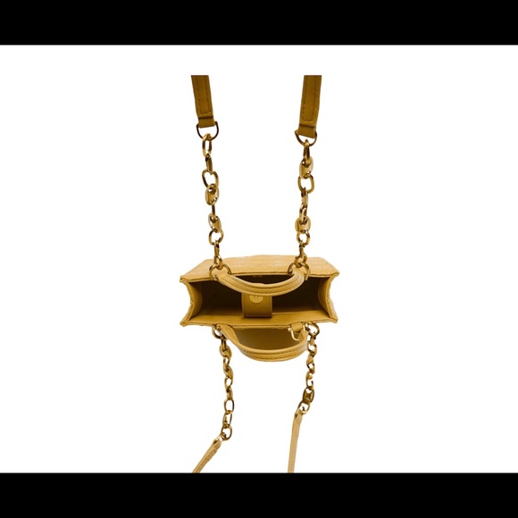 Zara Womens Shoulder Bag Quilt Mustard Yellow Mini Tote Crossbody Bag Purse New - Picture 13 of 15